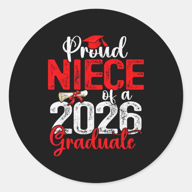 Sticker Rond Proud Niece Of A Cl Of 2026 Graduate Senior Gradua (Devant)