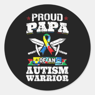 Sticker Rond Proud Papa D'Un Autisme Guerrier Sensibilisation R