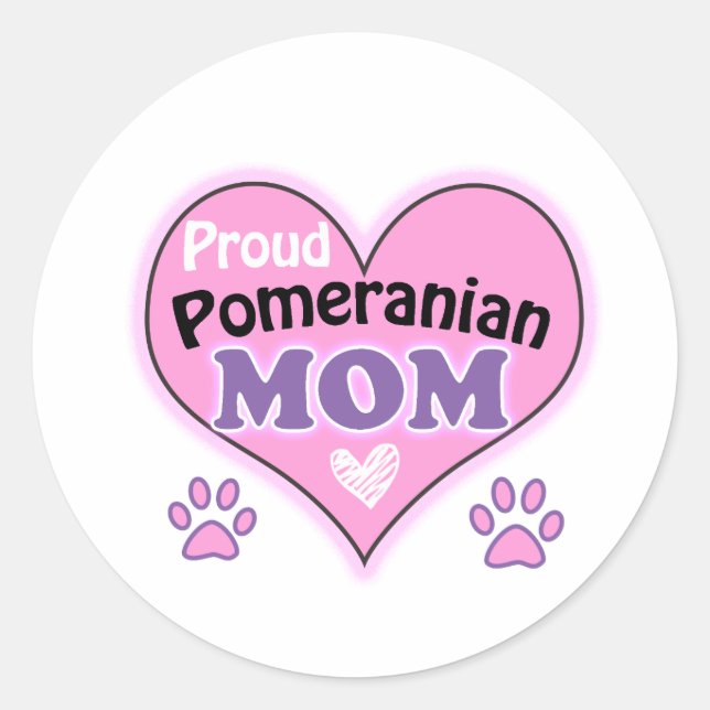 Sticker Rond Proud Pomeranian Mom (Devant)