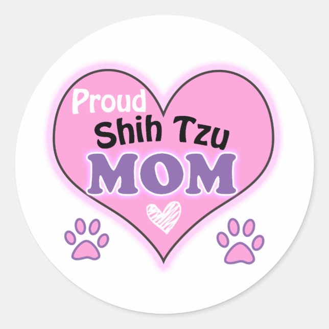 Sticker Rond Proud Shih Tzu mom (Devant)