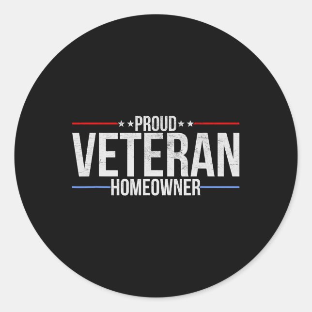 Sticker Rond Proud Veteran Homeowner - New House Owner Military (Devant)