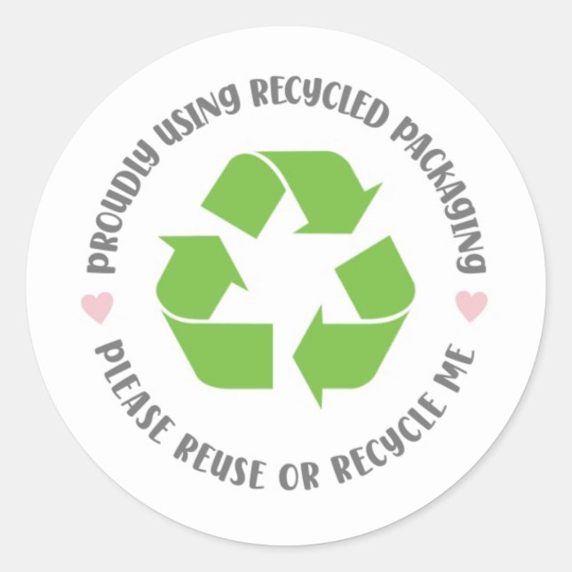 Sticker Rond proudly using recycled packaging shipping eco  (Devant)