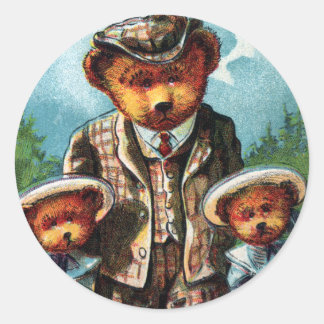 Sticker Rond Prouve Papa Bear - Lettre P - Vintage Teddy Bear