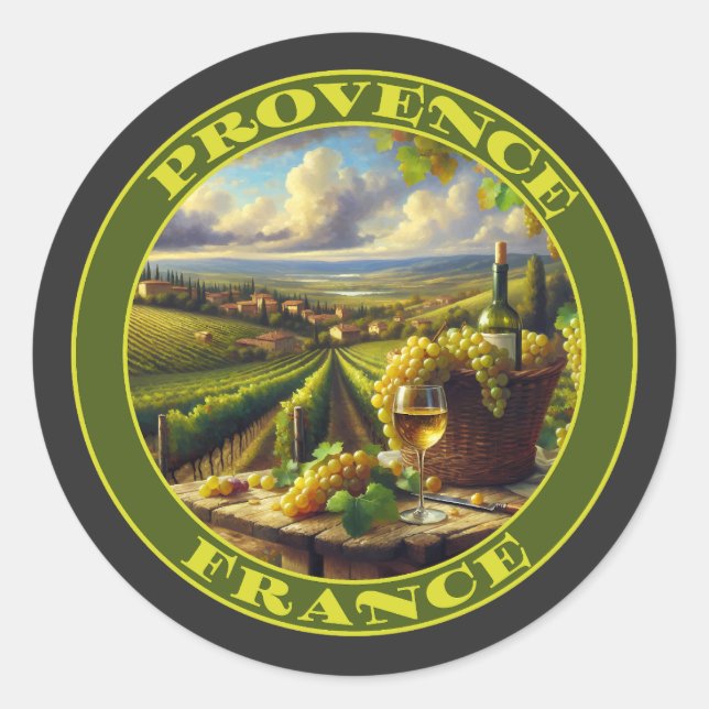Sticker Rond Provence France Pays des Vins (Devant)