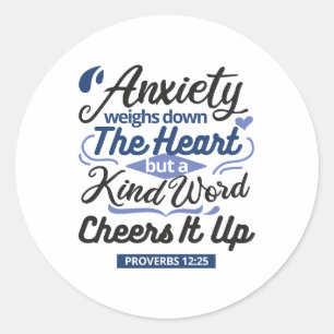Sticker Rond Proverbes 12:25 Verset de la Bible – Art de mots g