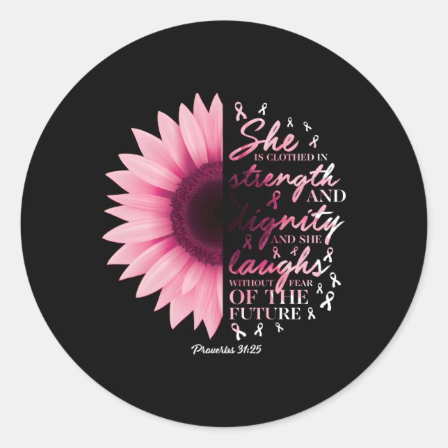 Sticker Rond Proverbes 31 Verse Christian Breast Cancer Awards (Devant)