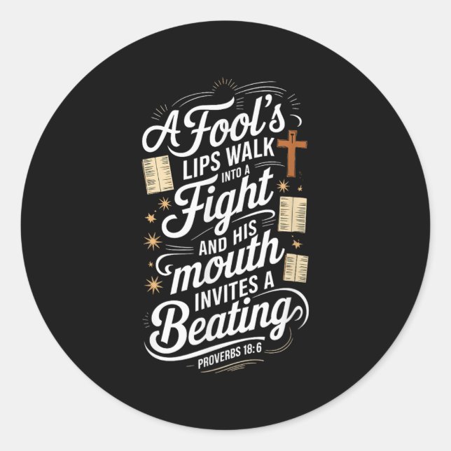 Sticker Rond Proverbs 18 6 _ Bible Verse  (Devant)