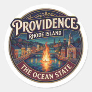 Sticker Rond Providence capitale de Rhode Island en Nouvelle-An