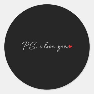 Sticker Rond Ps I Love You Day Valentines Day Purple Heart Femm