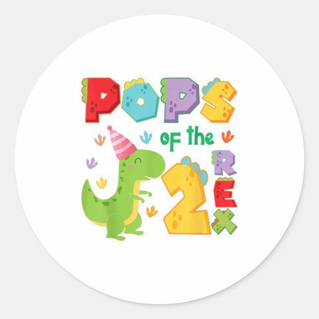 Sticker Rond Ps Of The Two Rex 2nd Birthday Boy Dinosaur T-rex  (Devant)