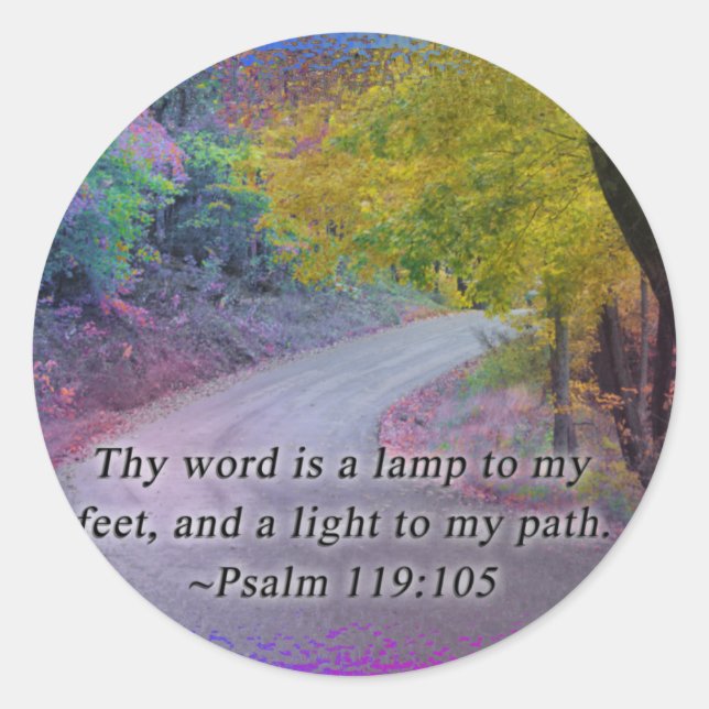STICKER ROND PSALM 119:105 THY WORD - LIGHT TO MON CHEMIN - (Devant)