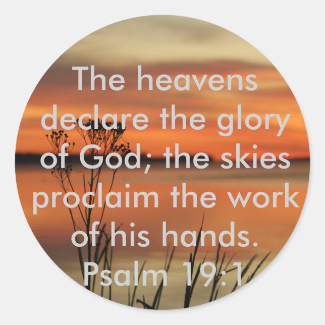STICKER ROND PSALM 19:1 BIBLE SCRIPTURE HEAVENS DÉCLARER GLOIRE (Devant)