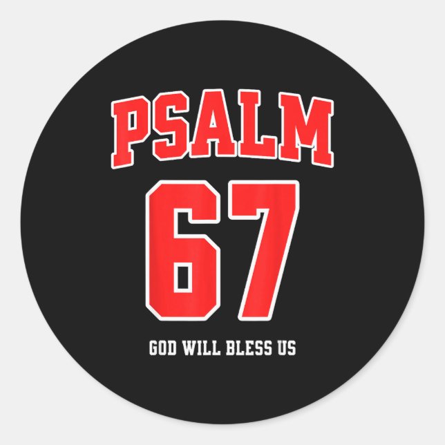 Sticker Rond Psalm 67 God Will Bless Us Varsity Number 67  (Devant)