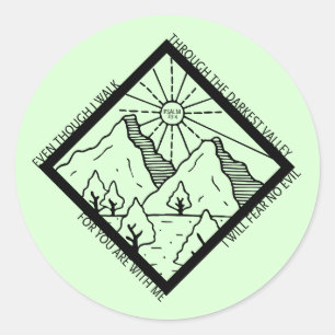 Sticker Rond Psaume 23 4 Ne crains aucun mal Bible chrétienne V