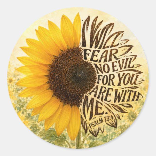 Sticker Rond Psaume 23:4 Tournesol jaune  (Devant)