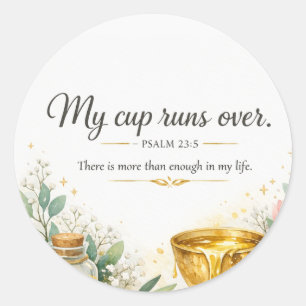 Sticker Rond Psaume 23:5 verset biblique, décoration juive mess