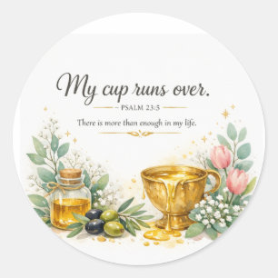 Sticker Rond Psaume 23:5 verset biblique, décoration juive mess