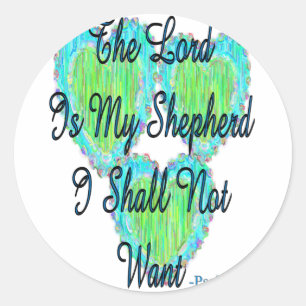 Sticker Rond Psaume 23 coeurs