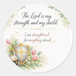 Sticker Rond Psaume 28:7 Verset Biblique, Décoration Juive Mess
