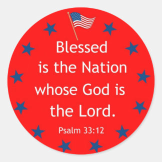 Sticker Rond Psaume 33:12 (Patriotique)