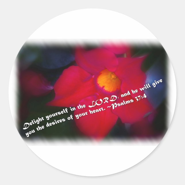 Sticker Rond Psaume 37:4 sur blanc (Devant)