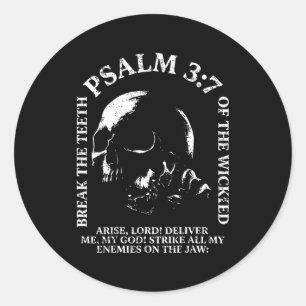 Sticker Rond Psaume 3_7 crâne vintage chrétien bible religieux
