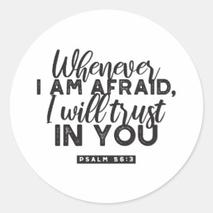 Sticker Rond Psaume 56:3 Bible Verse Art "Je ferai confiance en