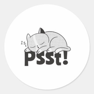 Sticker Rond Psst Lazy chat dort
