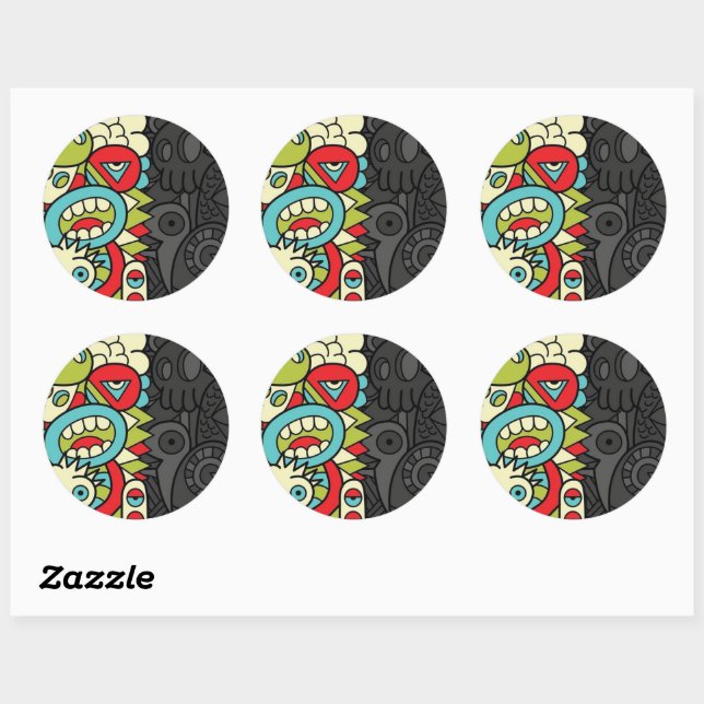 Sticker Rond Psychedelic Patterns (Feuille)