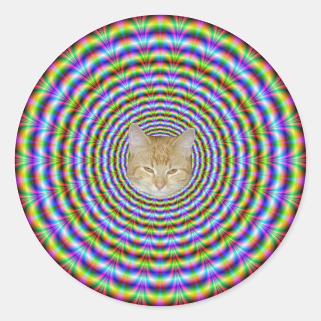Sticker rond Psychédélique Neon Ondes (Devant)
