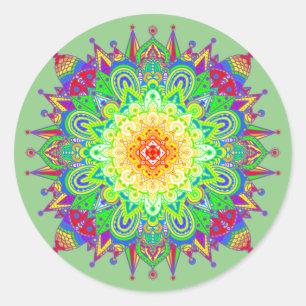 Sticker Rond Psychédélique Zen Mandala Art Abstrait Classic Rou
