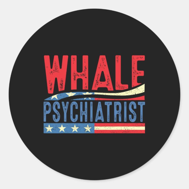 Sticker Rond Psychiatre de baleine 2025 Rayure Rétro  (Devant)
