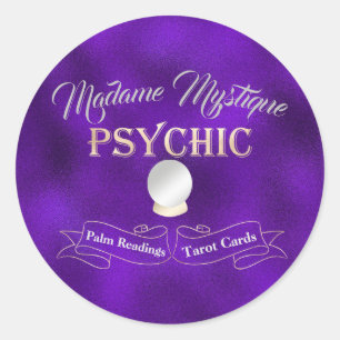 Sticker Rond Psychique Crystal Ball Gold et violet