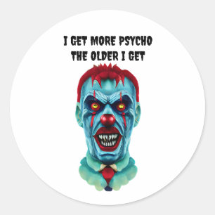 Sticker Rond Psycho Déplaisant Tueur Zombie Clown Horreur Art