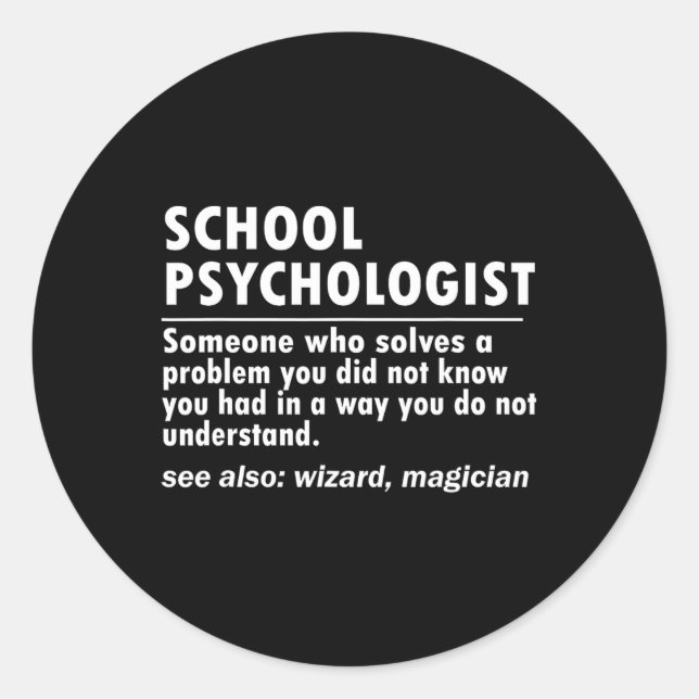 Sticker Rond Psychologue Scolaire Définition Ck To School Fun (Devant)