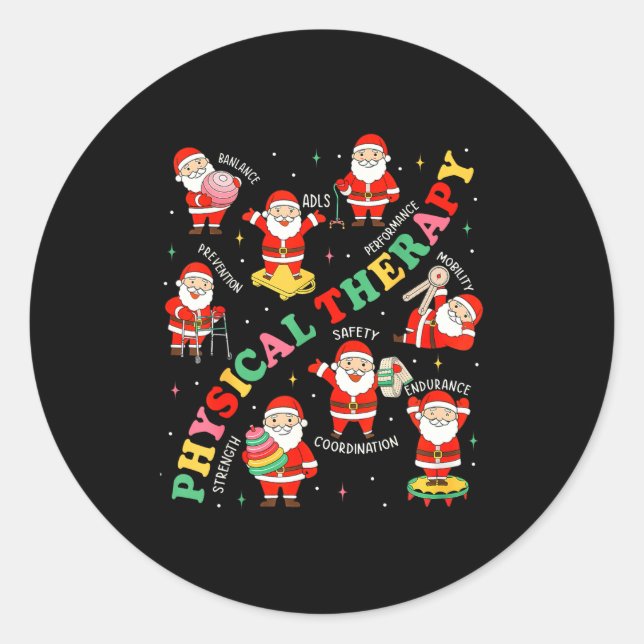Sticker Rond Pt Christmas Physical Therapy Santa Therast Xmas P (Devant)
