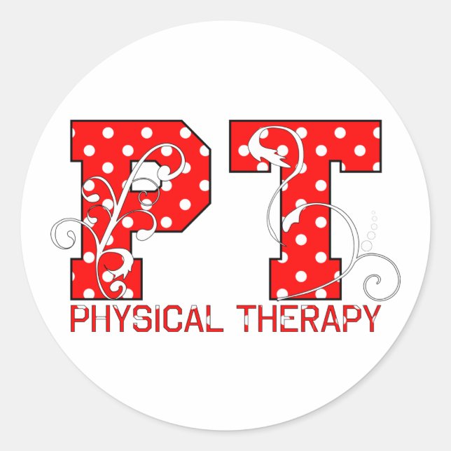 Sticker Rond PT en Pois rouge et blanc (Devant)