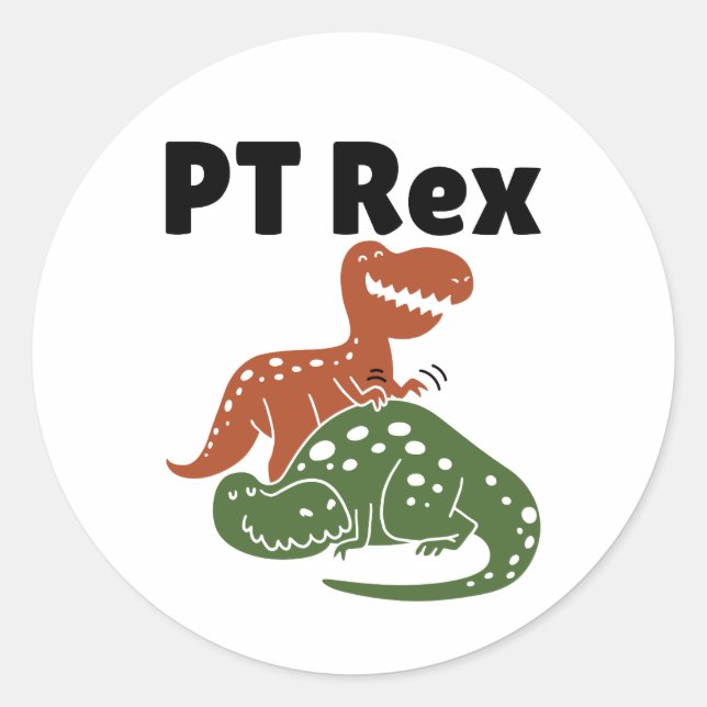 Sticker Rond PT Rex Thérapeute physique (Devant)