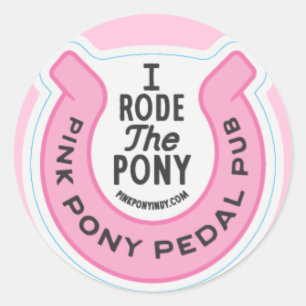 Sticker Rond pub à pédales de poney rose