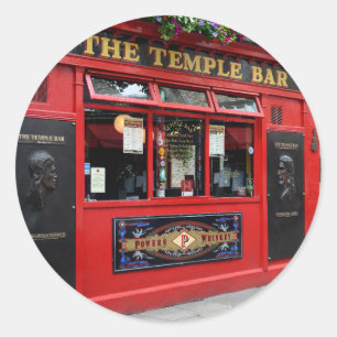 Sticker Rond Pub rouge de barre de temple à Dublin