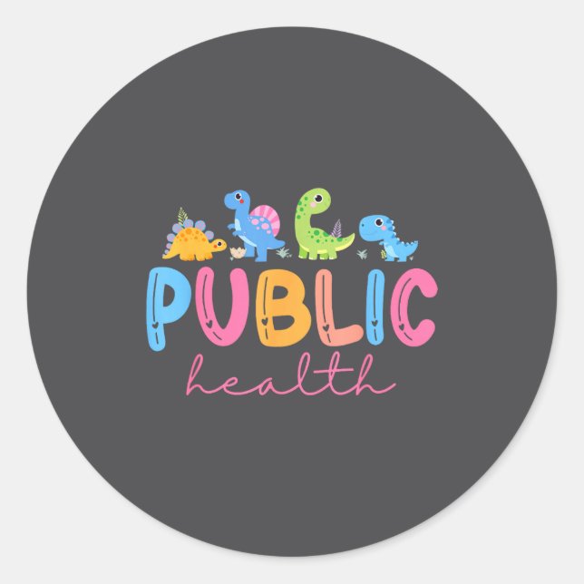 Sticker Rond Public Health Nurse Dinosaurs Nursing Design For M (Devant)