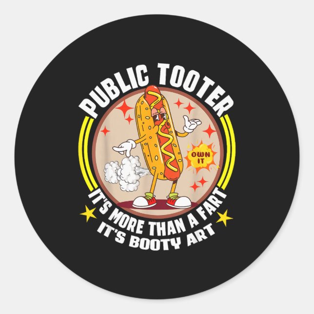 Sticker Rond Public Tooter Funny Inappropriate Embarring Adult  (Devant)
