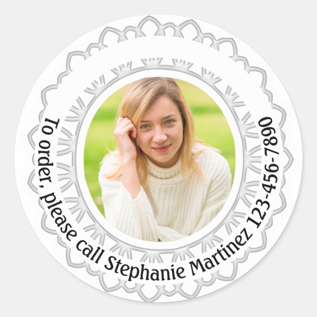 Sticker Rond Publicité photo personnalisée Marketing commercial (Devant)