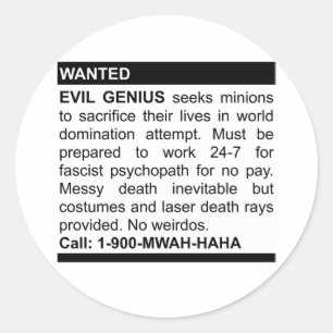 Sticker Rond Publicité pour le génie du mal