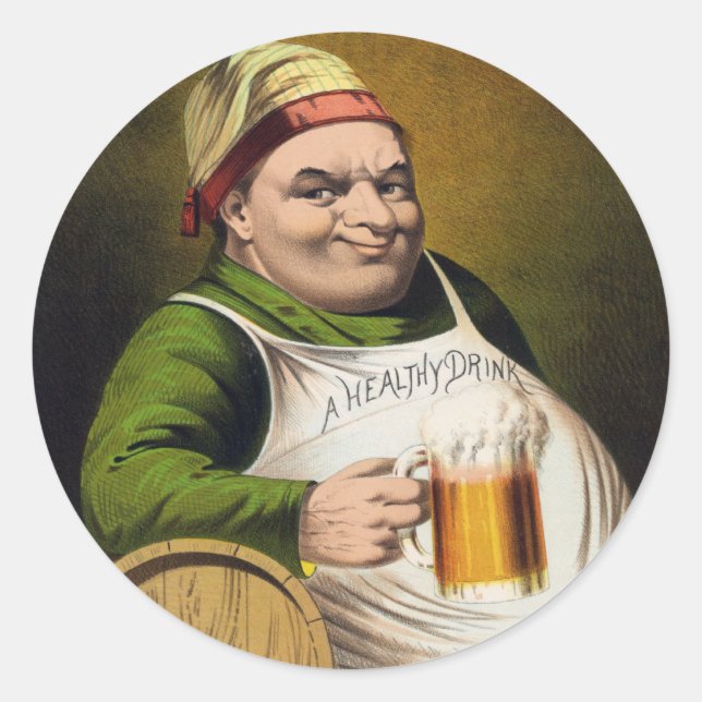 Sticker Rond Publicité vintage de bière Lager (Devant)