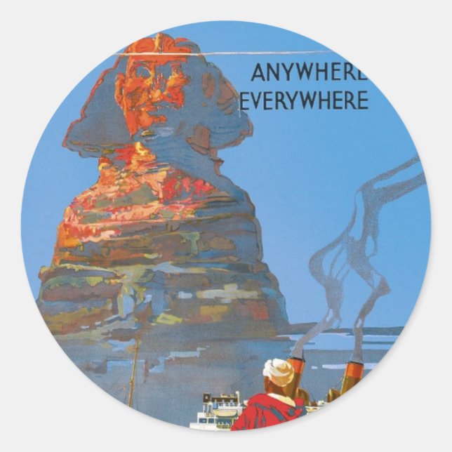 Sticker Rond Publicité vintage Egypt Air Travel (Devant)