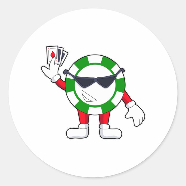 Sticker Rond Puce de poker avec cartes Poker (Devant)