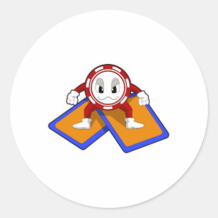 Sticker Rond Puces de poker avec cartes de poker