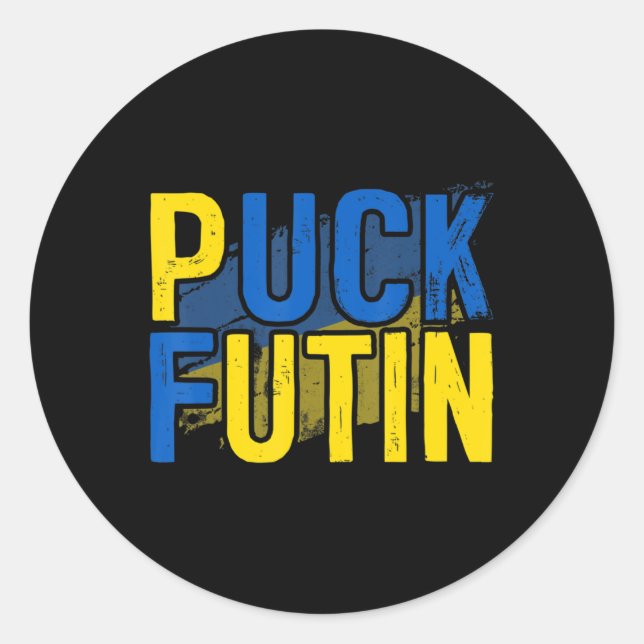Sticker Rond Puck Foutine Mème Je Suis Aux Côtés De L'Ukraine A (Devant)