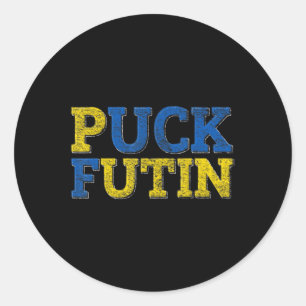 Sticker Rond PUCK FUTIN I Se DRESSE Avec L'Ukraine